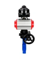 Затвор дисковый поворотный DN.ru WBV1616E-2W-Fb-H Ду125 Ру16 LUG корпус - чугун QT450, диск - чугун QT450, уплотнение - EPDM, с пневмоприводом DN.ru PA-DA-105, пневмораспределителем 4M310-08 AC220V, БКВ APL-510N EX и дублером MON3-700-T38-ISO