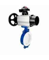 Затвор дисковый поворотный DN.ru WBV3434Pf-2W-Fb-R Ду200 Ру16, корпус - углеродистая сталь WCB, диск - углеродистая сталь WCB, футерованный PTFE, уплотнение - PTFE, с пневмоприводом PA-DA-105-1 и БКВ APL-210N