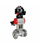 Кран шаровой DN.ru BV3232P(2pc)-FP-3WL-F-ISO-H Ду80 Ру16 HYMT, трехходовой L-тип, полнопроходной, фланцевый, корпус - нержавеющая сталь SS316, с пневмоприводом PA-SA-130, пневмораспределителем 4M310-08 24В NAMUR и БКВ APL-510N EX