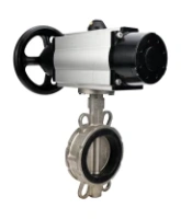 Затвор дисковый поворотный DN.ru WBV3232E-2W-Fb-H Ду150 Ру16, межфланцевый, корпус - нержавеющая сталь 316L, диск - нержавеющая сталь 316L, уплотнение - EPDM, с пневмоприводом PA-DA-105-1