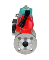 Кран шаровой DN.ru BV3232P(2pc)-FP-F-ISO-H Ду100 Ру16 полнопроходной, фланцевый, корпус - нержавеющая сталь 316, уплотнение - PTFE, с пневмоприводом PA-DA-105, пневмораспределителем 4M310-08 AC220V и магнитным переключателем ALS200D