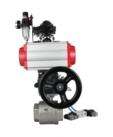 Кран шаровой DN.ru BV3232P(2pc)-FP-T-ISO-H Ду100 Ру40 полнопроходной, внутренняя резьба, нержавеющая сталь 316, PTFE, с пневмоприводом PA-DA-083, пневмораспределителем 4V320-08 AC220V, БКВ APL-210N, ручным дублером MON2-450-T28-ISO, БПВ AFC2000