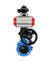 Затвор дисковый поворотный DN.ru WBV1313E-2W-F-H Ду100 Ру16 фланцевый чугун GGG40, диск - чугун GGG40, EPDM, с пневмоприводом DN.ru PA-DA-105, пневмораспределителем DN.ru 4V320-10 AC220V, БКВ DN.ru APL-210N и ручным дублером DN.ru MON1-250-T26-ISO