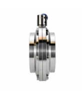 Затвор дисковый поворотный DN.ru WBV3131E-2W-W-H Ду150 Ру10, пищевая нержавеющая сталь 304, уплотнение - EPDM, под приварку, с рукояткой