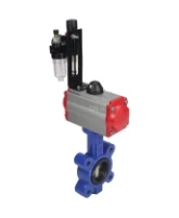 Затвор дисковый поворотный DN.ru WBV1616E-2W-Fb-H Ду50 Ру16 LUG корпус - чугун QT450, диск - чугун QT450, уплотнение - EPDM, с пневмоприводом DN.ru PA-DA-065, пневмораспределителем 4M310-08 AC220V и БПВ AFC2000