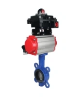 Затвор дисковый поворотный DN.ru WBV1132N-2W-Fb-H Ду125 Ру16, корпус - чугун GG25, диск - нержавеющая сталь 316L, уплотнение - NBR, с пневмоприводом DN.ru PA-SA-140 с возвратными пружинами, пневмораспределителем 4M310-08 AC220V, БКВ APL-410N EX