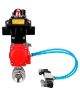 Кран шаровой DN.ru BV3232P(2pc)-FP-T-ISO-H Ду100 Ру40 полнопроходной, внутренняя резьба, нержавеющая сталь 316, уплотнение - PTFE, с пневмоприводом PA-SA-130, пневмораспределителем 4V320-08 AC220V, БКВ APL-410N EX, БПВ AFC2000