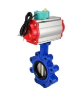 Затвор дисковый поворотный DN.ru WBV1616E-2W-Fb-H Ду100 Ру16 LUG корпус - чугун QT450, диск - чугун QT450, уплотнение - EPDM, с пневмоприводом PA-DA-083 и магнитным переключателем ALS200D