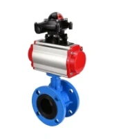 Затвор дисковый поворотный DN.ru WBV1313E-2W-F-H Ду100 Ру16 фланцевый, корпус - чугун GGG40, диск - чугун GGG40, уплотнение - EPDM, с пневмоприводом DN.ru PA-DA-105 и БКВ DN.ru APL-210N