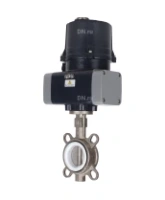 Затвор дисковый поворотный DN.ru WBV3131P-2W-Fb-H Ду100 Ру16 межфланцевый, корпус - нержавеющая сталь 304, диск - нержавеющая сталь 304, уплотнение - PTFE, с электроприводом четвертьоборотным DN.ru QTSA-N-014EM-O0-220VAC с пружинным возвратом