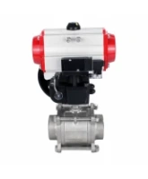 Кран шаровой DN.ru BV3232P(3pc)-FP-W-ISO-H Ду65 Ру25, полнопроходной под приварку, нержавеющая сталь SS316, уплотнение - PTFE, с пневмоприводом PA-DA-083 двойного действия, с пневмораспределителем 4M310-08 AC220V, с ручным дублером MON2-450-T28-ISO
