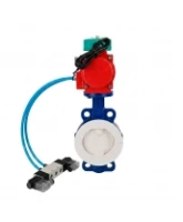 Затвор дисковый поворотный DN.ru WBV3434Pf-2W-Fb-H Ду80 Ру16 корпус - углеродистая сталь WCB, диск - углеродистая сталь WCB, футерованный PTFE, уплотнение - PTFE, с пневмоприводом DN.ru PA-SA-105, 4V320-08 AC220V и ALS200D