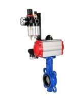 Затвор дисковый поворотный DN.ru WBV1132N-2W-Fb-H Ду125 Ру16, корпус - чугун GG25, диск - нержавеющая сталь 316L, уплотнение - NBR, с пневмоприводом DN.ru PA-SA-140 с возвратными пружинами, пневмораспределителем 4M310-08 AC220V, БПВ AFC2000