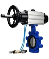 Затвор дисковый поворотный DN.ru WBV1631E-2W-Fb-H Ду125 Ру16 LUG корпус - чугун QT450, диск - нержавеющая сталь 304, уплотнение - EPDM, с пневмоприводом DN.ru PA-DA-105-1 и пневмораспределителем 4V320-08 AC220V