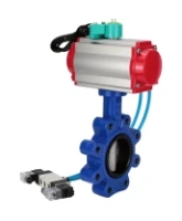 Затвор дисковый поворотный DN.ru WBV1631E-2W-Fb-H Ду100 Ру16 LUG корпус - чугун QT450, диск - нержавеющая сталь 304, уплотнение - EPDM, с пневмоприводом PA-DA-083, пневмораспределителем 4V320-08 AC220V и магнитным переключателем ALS200D