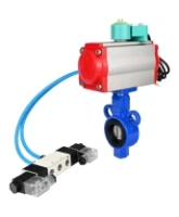 Затвор дисковый поворотный DN.ru WBV0232E-2W-Fb-ISO-H Ду25/32 Ру16, корпус - алюминиевый сплав, диск - нержавеющая сталь 316L, уплотнение - EPDM, с пневмоприводом PA-SA-083, пневмораспределителем 4V320-08 AC220V и магнитным переключателем ALS200D
