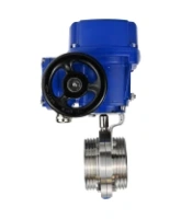 Затвор дисковый поворотный DN.ru WBV3131S-2W-T-H Ду40 Ру10 резьбовой, корпус - пищевая нержавеющая сталь 304, уплотнение - Silicon, с электроприводом QT-N-005M-O2-220VAC-У1 с моментной муфтой и штурвалом