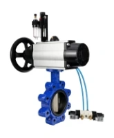 Затвор дисковый поворотный DN.ru WBV1616E-2W-Fb-H Ду125 Ру16 LUG корпус - чугун QT450, диск - чугун QT450, уплотнение - EPDM, с пневмоприводом DN.ru PA-DA-105-1, пневмораспределителем 4V320-08 AC220V и БПВ AFC2000