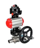 Кран шаровой DN.ru BV3232P(3pc)-FP-W-ISO-H LONG Ду50 Ру40 полнопроход., корпус - нерж.сталь 316, уплотнение - PTFE, под приварку, с пн.приводом PA-DA-083, пн.распределителем 4V320-08 AC220V, редуктором MON2-450-T28-ISO и БКВ APL-510N EX