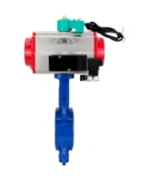 Затвор дисковый поворотный DN.ru WBV1432E-2W-Fb-H Ду100 Ру16 корпус - чугун GGG50, диск - нержавеющая сталь 316L, уплотнение - EPDM, с пневмоприводом PA-DA-083, пневмораспределителем 4M310-08 AC220V и магнитным переключателем ALS200D