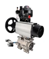 Кран шаровой DN.ru BV3232P(3pc)-FP-SW-ISO-H Ду100 Ру63 полнопроходной, корпус - нержавеющая сталь SS316, под приварку, с пневмоприводом PA-DA-105-1, пневмораспределителем 4V320-08 AC220V, БКВ APL-510N EX, БПВ AFC2000