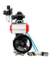 Кран шаровой DN.ru BV3232P(3pc)-FP-W-ISO-H WDVF Ду25 Ру63 полнопроходной, трехсоставной, нерж. сталь 316, PTFE, под приварку, с пн.приводом PA-DA-052, пн.распределителем 4V320-08 AC220V, БКВ APL-210N, руч. дублером MON1-250-T26-ISO, БПВ AFC2000