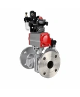 Кран шаровой DN.ru BV3232P(2pc)-FP-3WL-F-ISO-H Ду80 Ру16 HYMT трехходовой L-тип, полнопроходной, фланцевый, корпус - нержавеющая сталь AISI316, с пневмоприводом PA-SA-130, пневмораспределителем 4M320-08 AC220V, БКВ APL-210N и БПВ AFC2000
