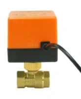 Кран шаровой DN.ru BV0030NP-SP-T-ED Ду15 Ру16 стандартнопроходной двухходовой, латунь, внутренняя резьба, уплотнение - нитриловый каучук / PTFE, с электроприводом 220В без концевых выключателей