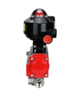 Кран шаровой DN.ru BV3232P(4pc)-SP-3WL-T-ISO-H 1/2″ Ду15 Ру63 стандартнопроходной трехходовой L-тип, нержавеющая сталь SS316, внутренняя резьба, уплотнение - PTFE, с пневмоприводом DN.ru PA-DA-52 и БКВ APL-510N-EX