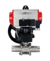 Кран шаровой DN.ru BV3232P(3pc)-FP-W-ISO-H LONG Ду50 Ру40 полнопроходной, корпус - нержавеющая сталь 316, уплотнение - PTFE, под приварку, с пневмоприводом PA-DA-083, пневмораспределителем 4M310-08 AC220V и ручным дублером MON2-450-T28-ISO