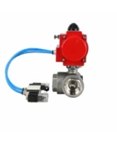 Кран шаровой DN.ru BV3232P(4pc)-SP-3WL-T-ISO-H WDVF Ду40 Ру63 стандартнопроходной, 3-ходовой L-тип, внутренняя резьба, корпус - нержавеющая сталь AISI 316, уплотнение - PTFE, с пневмоприводом PA-SA-130 и пневмораспределителем 4V320-10 AC220V