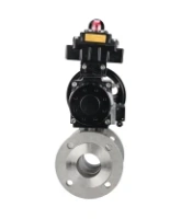 Кран шаровой DN.ru BV3232P(2pc)-FP-F-ISO-H Ду100 Ру16, полнопроходной фланцевый, нержавеющая сталь SS316, уплотнение - PTFE, с пневмоприводом PA-DA-105-1 двойного действия, с пневмораспределителем 4M310-08 AC220V, с БКВ APL-410N EX