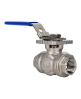 Кран шаровой DN.ru 3/8″ Ду10 Ру63 ZGY, трехходовой, T-тип, неполнопроходной, резьбовой, материал корпуса - нержавеющая сталь CF8M/AISI 316, уплотнение - PTFE, с ISO фланцем и рукояткой (BV3232P(4pc)-SP-3WT-T-ISO-H)