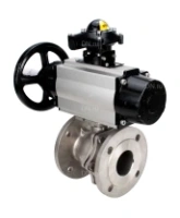 Кран шаровой DN.ru BV3232P(2pc)-FP-F-ISO-H Ду100 Ру16, полнопроходной фланцевый, нержавеющая сталь SS316, уплотнение - PTFE, с пневмоприводом PA-DA-105-1 двойного действия, с пневмораспределителем 4M310-08 AC220V, с БКВ APL-210N