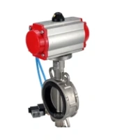 Затвор дисковый поворотный DN.ru WBV3232V-2W-Fb-H Ду200 Ру16, корпус - нержавеющая сталь 316L, диск - нержавеющая сталь 316L, уплотнение - Viton, с пневмоприводом PA-DA-130 двойного действия, с пневмораспределителем 4V320-08 AC220V
