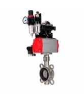 Затвор дисковый поворотный DN.ru WBV3232V-2W-Fb-H Ду200 Ру16, корпус - нержавеющая сталь 316L, диск - нержавеющая сталь 316L, уплотнение - VITON, с пневмоприводом PA-DA-130, пневмораспределителем 4M310-08 AC220V, БКВ APL-210N и БПВ AFC2000