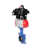 Затвор дисковый поворотный DN.ru WBV1413E-2W-Fb-H Ду40 Ру16, корпус - чугун GGG50, диск - чугун GGG40, уплотнение - EPDM, с пневмоприводом DN.ru PA-DA-052 двойного действия, пневмораспределителем 4M310-08 AC220V, БКВ APL-410N EX