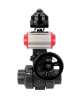 Кран шаровой DN.ru BV4242E-FP-GRM-ISO Дн50 Ру10 полнопроходной, корпус - НПВХ, шар - НПВХ, уплотнение - EPDM, с пневмоприводом PA-DA-052, пневмораспределителем 4M310-08 DC24V, ручным дублером MON1-250-T26-ISO и БКВ APL-510N EX