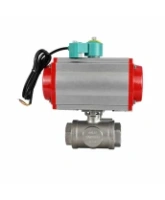 Кран шаровой DN.ru Ду40 Ру63 стандартнопроходной, 3-ходовой L-тип, внутренняя резьба, нержавеющая сталь AISI 316, с пневмоприводом PA-DA-083, пневмораспределителем 4M320-08 AC220V и магнитным переключателем ALS200D (BV3232P(4pc)-SP-3WL-T-ISO-H WDVF)