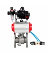 Кран шаровой DN.ru BV3232P(2pc)-FP-F-ISO-H WDVF Ду65 Ру16 полнопроходной, фланцевый, корпус - нержавеющая сталь 316, уплотнение - PTFE, с пневмоприводом PA-SA-130, пневмораспределителем 4V320-08 AC220V, БКВ APL-410N EX и БПВ AFC2000