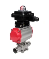 Кран шаровой DN.ru BV3232P(3pc)-FP-W-ISO-H LONG Ду32 Ру40 полнопроходной, корпус - нержавеющая сталь 316, уплотнение - PTFE, под приварку, с пневмоприводом DN.ru PA-DA-052 и БКВ APL-410N EX