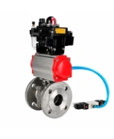 Кран шаровой DN.ru BV3232P(2pc)-FP-F-ISO-H WDVF Ду65 Ру16 полнопроходной, фланцевый, корпус - нержавеющая сталь 316, уплотнение - PTFE, с пневмоприводом PA-SA-130, пневмораспределителем 4V320-08 AC220V, БКВ APL-410N EX и БПВ AFC2000