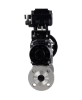 Кран шаровой DN.ru BV3131P(3pc)-FP-F-ISO-H Ду100 Ру16 полнопроходной трехсоставной, фланцевый, нержавеющая сталь 304, уплотнение - PTFE, 22х22, F10, WDVF, с пневмоприводом DN.ru PA-DA-105-1 и электропневматическим позиционером YT-1000RSN с обратной связью