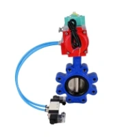 Затвор дисковый поворотный DN.ru WBV1616E-2W-Fb-H Ду100 Ру16 LUG корпус - чугун QT450, диск - чугун QT450, уплотнение - EPDM, с пневмоприводом PA-DA-083, пневмораспределителем 4V320-08 AC220V и магнитным переключателем ALS200D