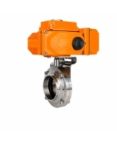 Затвор дисковый поворотный DN.ru WBV3131E-2W-W-H Ду15 Ру10 под приварку, корпус - пищевая нержавеющая сталь 304, уплотнение - EPDM, с электроприводом QT-N-005EM-B1-220VAC-У1 c датчиком обратной связи и входным управляющим сигналом 0-10В HARK