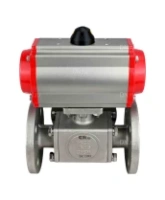 Кран шаровой DN.ru BV3232P(4pc)-FP-3WL-F Ду65 Ру16 полнопроходной трехходовой, фланцевый, корпус - нержавеющая сталь SS316, с пневмоприводом DN.ru PA-DA-083 двойного действия и пневмораспределителем 4M310-08 AC220V