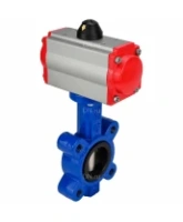 Затвор дисковый поворотный DN.ru WBV1631E-2W-Fb-H Ду100 Ру16 LUG корпус - чугун QT450, диск - нержавеющая сталь 304, уплотнение - EPDM, с пневмоприводом DN.ru PA-DA-083 и пневмораспределителем 4M310-08 AC220V