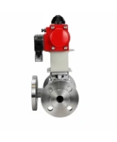 Кран шаровой DN.ru BV3232P(2pc)-FP-3WL-F-ISO-H Ду80 Ру16 HYMT, трехходовой L-тип, полнопроходной, фланцевый, корпус - нержавеющая сталь SS316, с пневмоприводом PA-SA-130 и пневмораспределителем 4M310-08 24В NAMUR