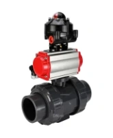 Кран шаровой DN.ru BV4242E-FP-GRM-ISO Дн50 Ру10 полнопроходной, корпус - НПВХ, шар - НПВХ, уплотнение - EPDM, с пневмоприводом PA-SA-065, пневмораспределителем 4M310-08 AC220V и БКВ APL-510N EX