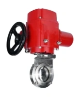 Затвор дисковый поворотный DN.ru WBV3131E-2W-W-H Ду15 Ру10 под приварку, корпус - пищевая нержавеющая сталь 304, уплотнение - EPDM, с электроприводом QT-EX-005M-O2-220VAC-У1 с моментной муфтой и штурвалом
